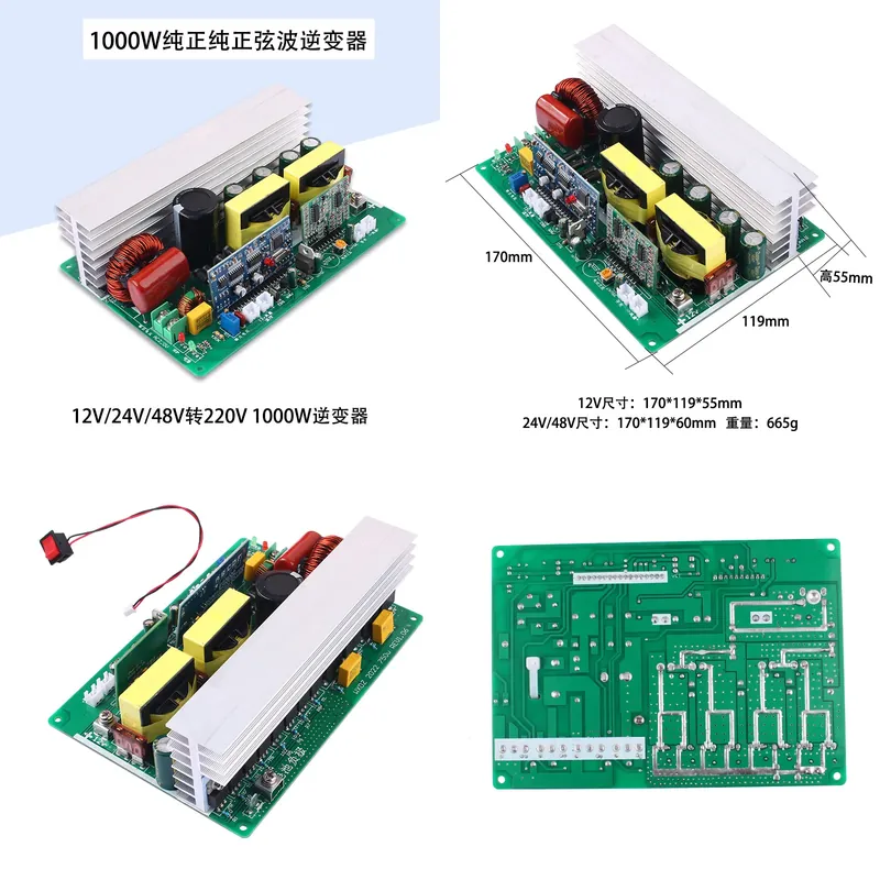 Pure Sine Wave Inverter Board 24V 48V - DC 12V 24V 48V'dan AC 220V'a